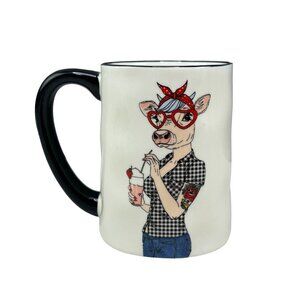 Fun Animal Print Hipster Cow Coffee Mug - Signature Housewares - 12 Oz